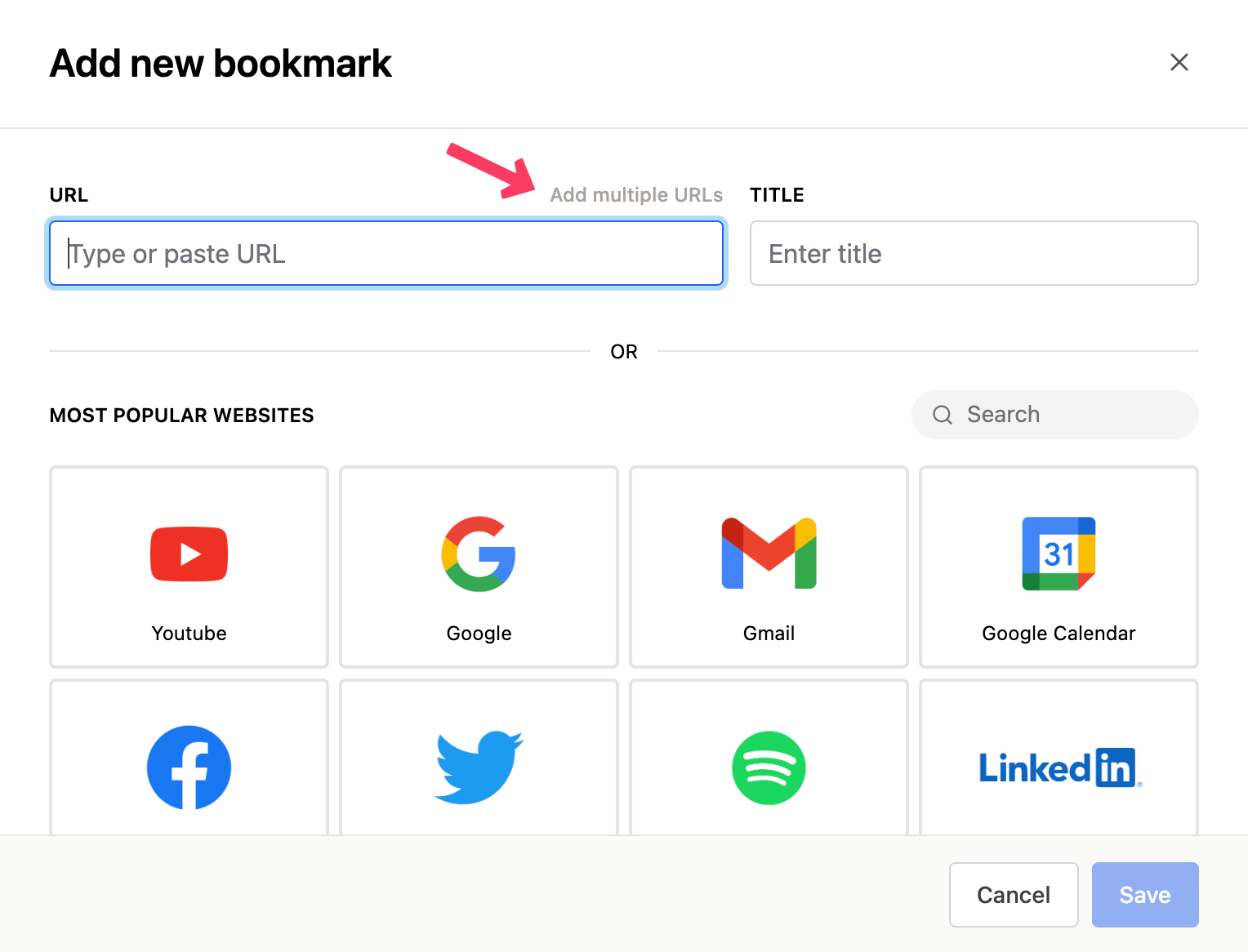 Add multiple bookmarks at once
